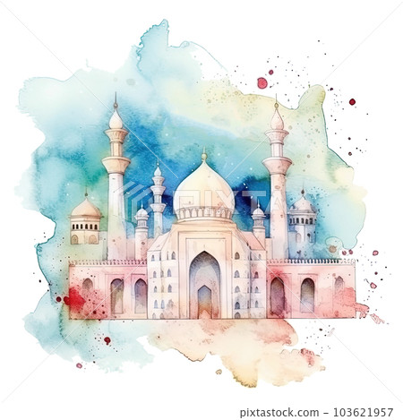 Abstract eid mubarak watercolor background. Illustration AI Generative 103621957