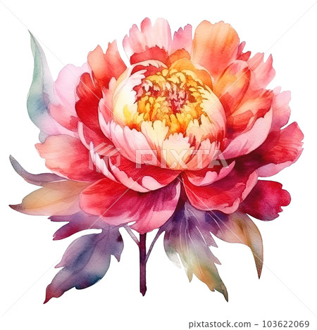Watercolor beautiful peony flower. Illustration AI Generative Watercolor beautiful peony flower. Illustration AI Generative 103622069