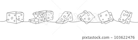 Cheese products one line continuous drawing.... - Stock Illustration ...
