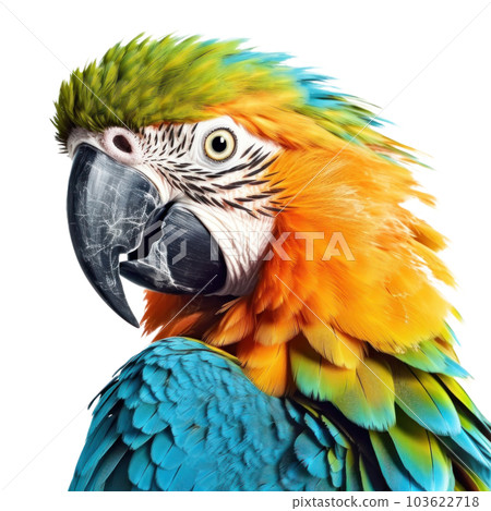 Bright parrot isolated. Illustration AI Generative 103622718