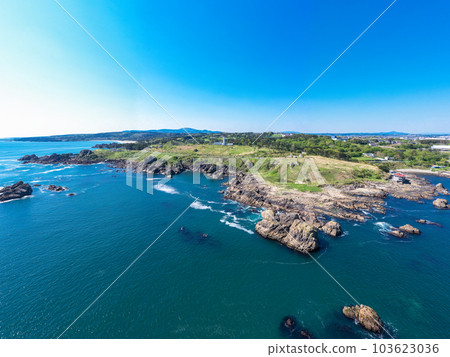 ``Aomori Prefecture'' Drone shot of early summer near Kofunatodaira Tanesashi Coast 103623036