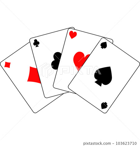 Cards of different suits are fanned out. 103623710