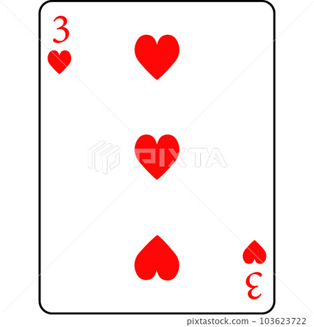 Three hearts. A deck of poker cards. Three hearts. A deck of poker cards. 103623722