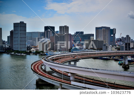 Scenery of Rainbow Bridge, Shibaura Loop Bridge and Shinagawa Wharf seen from Rainbow Bridge 103623776