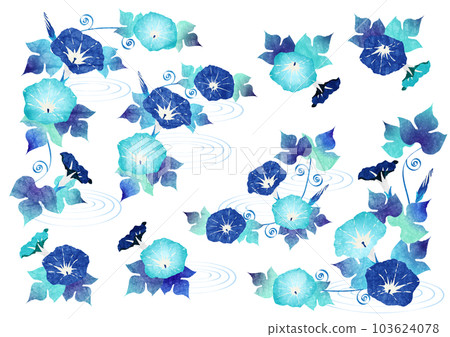 藍色牽牛花框架集 藍色牽牛花框架集 103624078