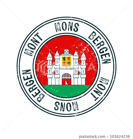 Mons city grunge rubber stamp 103624236