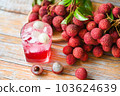 lychees on table, fresh ripe lychee fruit tropical fruit lychee juice drink with sweet soda in glass - lychee smoothie food and drink fruit juice 103624639