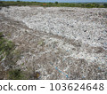 Top view on plastic and other industrial waste ecological disaster from above with garbage sorting garbage disposal , Aerial view landfill garbage waste huge dump environmental pollution problem 103624648