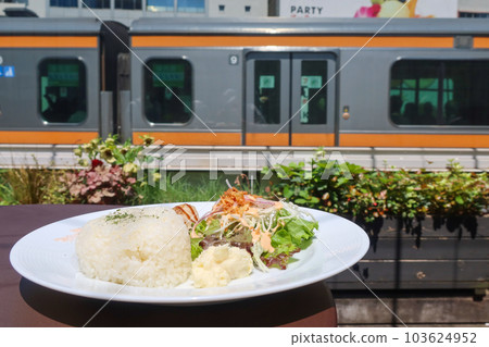 Platinum Fish railway cafe at mAAch ecute Manseibashi in Kanda, Tokyo, Japan. May 1, 2023 Platinum Fish railway cafe at mAAch ecute Manseibashi in Kanda, Tokyo, Japan. May 1, 2023 103624952