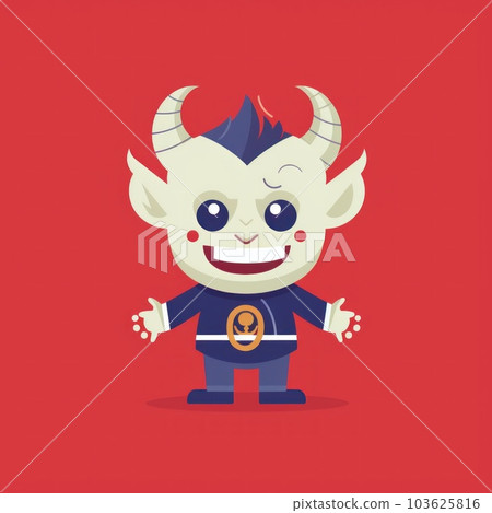 A cartoon character with horns on a red background. Generative AI image. A cartoon character with horns on a red background. Generative AI image. 103625816
