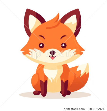 A cartoon fox sitting on the ground. Generative AI image. A cartoon fox sitting on the ground. Generative AI image. 103625921