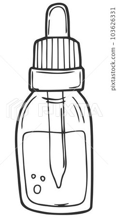 Serum glass Tube with pipette cosmetic doodles on a white background Serum glass Tube with pipette cosmetic doodles on a white background 103626331