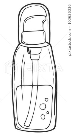 Doodle foam cleanser for face. Skin care routine foam bottle. Vector drawing Doodle foam cleanser for face. Skin care routine foam bottle. Vector drawing 103626336