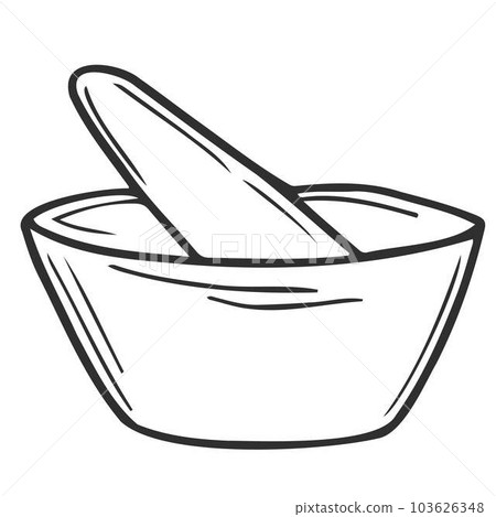 vector doodle mortar and pestle icon 103626348