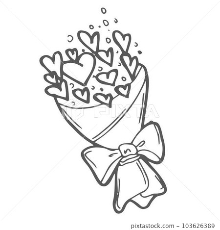 Vector hand drawn bouquet balloons hearts sketch. Valentines day concept Vector hand drawn bouquet balloons hearts sketch. Valentines day concept 103626389