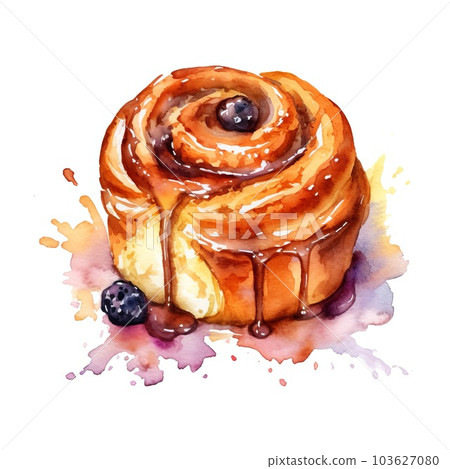Freshly Baked Sticky Bun Watercolor Square Background. Crusty Pastry, Gourmet Bakery. Ai Generated, Drawn With Paint Splashes On White Background Aromatic Traditional Sticky Bun. Freshly Baked Sticky Bun Watercolor Square Background. Crusty Pastry, Gourmet Bakery. Ai Generated, Drawn With Paint Splashes On White Background Aromatic Traditional Sticky Bun. 103627080