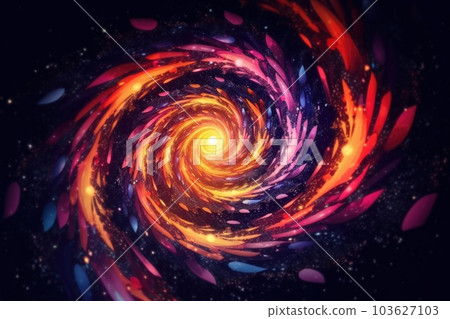 A spiral shaped object in the middle of a galaxy. Generative AI image. 103627103
