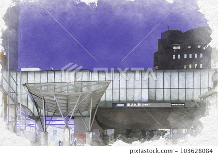 靜岡縣濱松市新濱松站水彩畫濱松市區 靜岡縣濱松市新濱松站水彩畫濱松市區 103628084