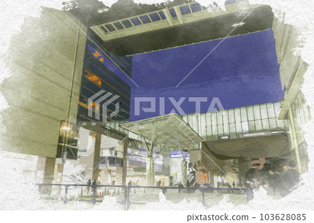 靜岡縣濱松市新濱松站水彩畫濱松市區 靜岡縣濱松市新濱松站水彩畫濱松市區 103628085