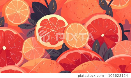 Fresh Organic Grapefruit Fruit Cartoon Horizontal Background Illustration. Healthy Vegetarian Diet. Ai Generated drawing Background Illustration with Delicious Juicy Grapefruit Fruit. Fresh Organic Grapefruit Fruit Cartoon Horizontal Background Illustration. Healthy Vegetarian Diet. Ai Generated drawing Background Illustration with Delicious Juicy Grapefruit Fruit. 103628124