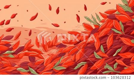 Organic Dried Goji Berry Cartoon Horizontal Background Illustration. Healthy Vegetarian Energy Snack. Ai Generated drawing Background Illustration with Delicious Chewy Dried Goji Berry. Organic Dried Goji Berry Cartoon Horizontal Background Illustration. Healthy Vegetarian Energy Snack. Ai Generated drawing Background Illustration with Delicious Chewy Dried Goji Berry. 103628312