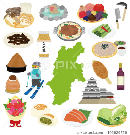 Nagano prefecture specialty illustration set 103629756