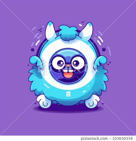 A blue monster with horns and horns on it's head. Generative AI image. A blue monster with horns and horns on it's head. Generative AI image. 103630356