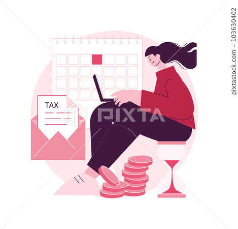 Tax payment deadline abstract concept vector illustration. Tax planning and preparation, vat payment deadline reminder, fiscal year calendar, estimated refund and return date abstract metaphor. Tax payment deadline abstract concept vector illustration. Tax planning and preparation, vat payment deadline reminder, fiscal year calendar, estimated refund and return date abstract metaphor. 103630402