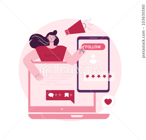 Follow us abstract concept vector illustration. Follow us on social media, subscribe for newsletter, get connected, business website tab, menu bar, stay in touch, UI element abstract metaphor. Follow us abstract concept vector illustration. Follow us on social media, subscribe for newsletter, get connected, business website tab, menu bar, stay in touch, UI element abstract metaphor. 103630560