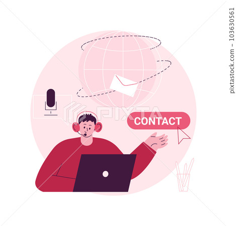 Contact us abstract concept vector illustration. Contact us web page, website UI, menu bar element, office information, telephone number, physical address, department e-mail abstract metaphor. Contact us abstract concept vector illustration. Contact us web page, website UI, menu bar element, office information, telephone number, physical address, department e-mail abstract metaphor. 103630561