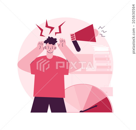 High stress levels abstract concept vector illustration. Stress and mental health, high cortisol level, anxiety and depression cause, crisis management, exhausted from work abstract metaphor. 103630564