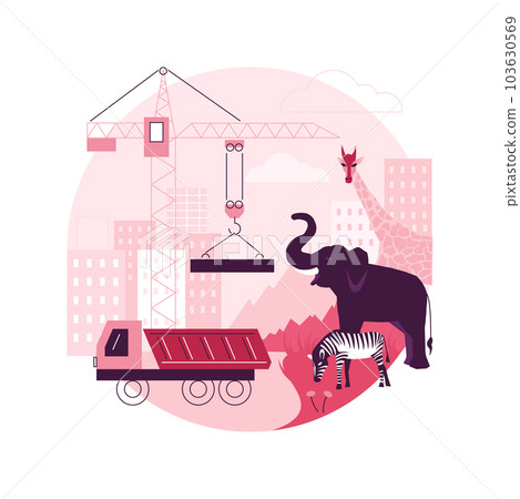 Habitat loss for wild animals abstract concept vector illustration. Wildlife loss, global habitat destruction, wild animals extinction threat, environment, endangered species abstract metaphor. Habitat loss for wild animals abstract concept vector illustration. Wildlife loss, global habitat destruction, wild animals extinction threat, environment, endangered species abstract metaphor. 103630569