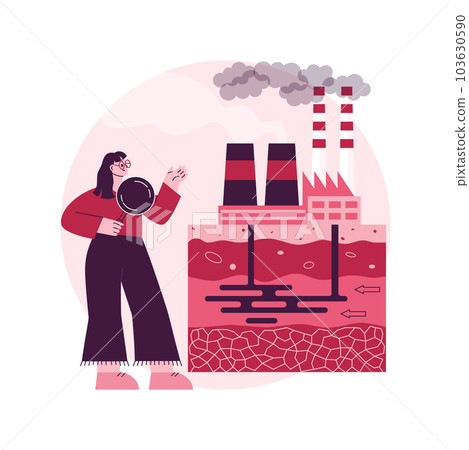 Groundwater pollution abstract concept vector illustration. Groundwater contamination, underground water pollution, chemical pollutant in soil, landfill, purification system abstract metaphor. Groundwater pollution abstract concept vector illustration. Groundwater contamination, underground water pollution, chemical pollutant in soil, landfill, purification system abstract metaphor. 103630590