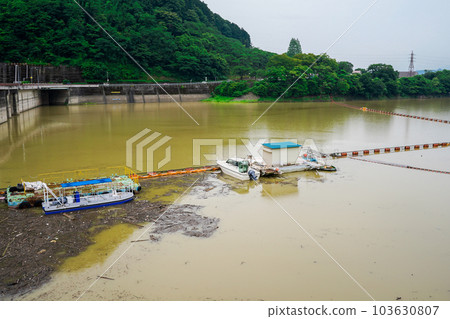 漂浮著漂浮物的築井湖 漂浮著漂浮物的築井湖 103630807