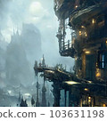 奇幻藝術朋克蒸汽夜景 103631198