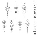 Lotus flower design henna tattoo 103631222