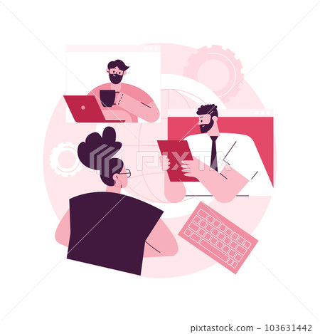 Online conference abstract concept vector illustration. Online business conference, meeting and negotiations, partners agreement, internet event platform, digital meetup abstract metaphor. 103631442