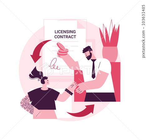 Licensing contract abstract concept vector illustration. Artist licensing contract, intellectual property agreement, electronic copy sales, software copyright, record label abstract metaphor. 103631485