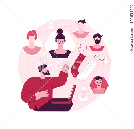 Attracting followers abstract concept vector illustration. Attracting customer, boost followers, subscriber counting, follow social media, digital marketing strategy, promotion abstract metaphor. 103631592