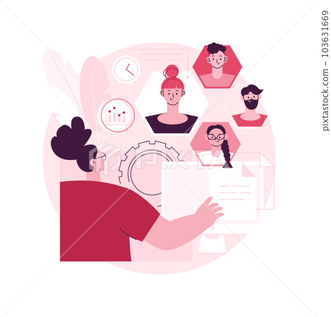 HR software abstract concept vector illustration. HR management software, human resources technology, employee effectivity control, working time tracker, payroll system solution abstract metaphor. HR software abstract concept vector illustration. HR management software, human resources technology, employee effectivity control, working time tracker, payroll system solution abstract metaphor. 103631669