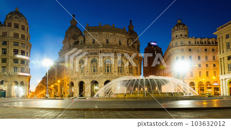 Evening view of Piazza de Ferrari, Genoa 103632012