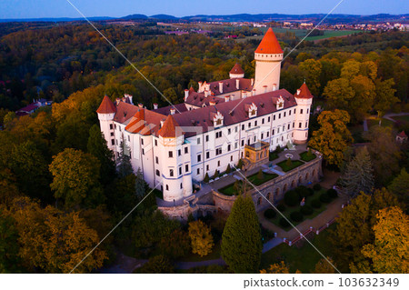 Top view of medieval castle Konopiste Castle. Top view of medieval castle Konopiste Castle. 103632349