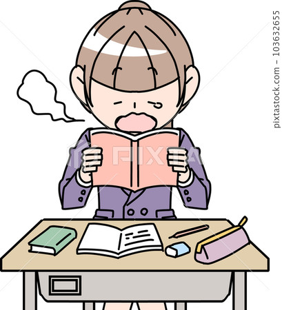 A girl who yawns in class 103632655