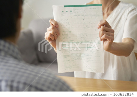 Middle-aged divorce Middle-aged woman facing divorce papers Faceless 103632934