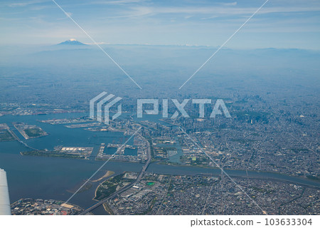 View of Mt.Fuji from the sky over Tokyo Port View of Mt.Fuji from the sky over Tokyo Port 103633304