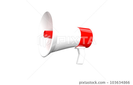 Red-White megaphone on transparent background 3D rendering. speaker speech for your text super sale. Promotion sale illustration 103634866