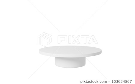 PNG white realistic 3d cylinder pedestal podium with transparent background semi circle backdrop. Abstract 3d rendering geometric platform. Product display presentation. Minimal scene. show product 103634867