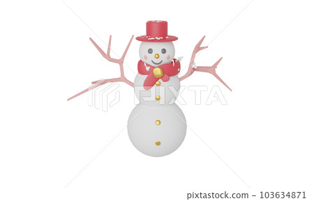 PNG Christmas pastel Scene With Snowman Cute characters. 3d Rendering illustration. snow winter season in holiday festival 103634871