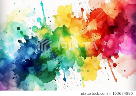 Watercolor pastel background. aquarelle colorful stains on paper ai generated. 103634890