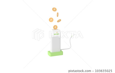 White-Green eco electric fuel pump saving to money concept. Charging point station for hybrid vehicles cars square sign minimal isolated on white background, 3d rendering illustration White-Green eco electric fuel pump saving to money concept. Charging point station for hybrid vehicles cars square sign minimal isolated on white background, 3d rendering illustration 103635025